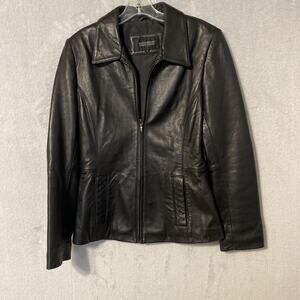 Donny Brook Women's Sz S Leather Jacket Buttery Soft Smooth Collar Blazer Sleek